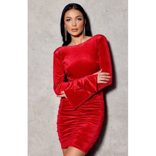 Brokatowa mini sukienka welurowa Dolores czerwona ze sklepu intimiti.pl w kategorii Sukienki - zdjęcie 187871728