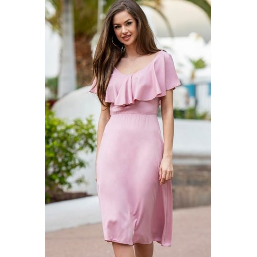 Awama A659 midi sukienka brudny róż ze sklepu intimiti.pl w kategorii Sukienki - zdjęcie 187871767