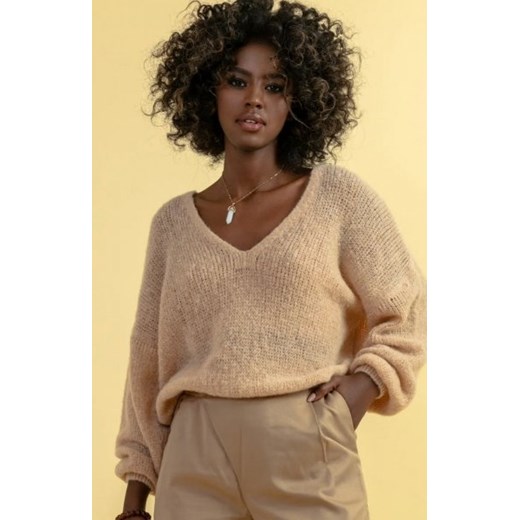 Fobya F1670 lekki sweter z wełny merynos ivory ze sklepu intimiti.pl w kategorii Swetry damskie - zdjęcie 187871795