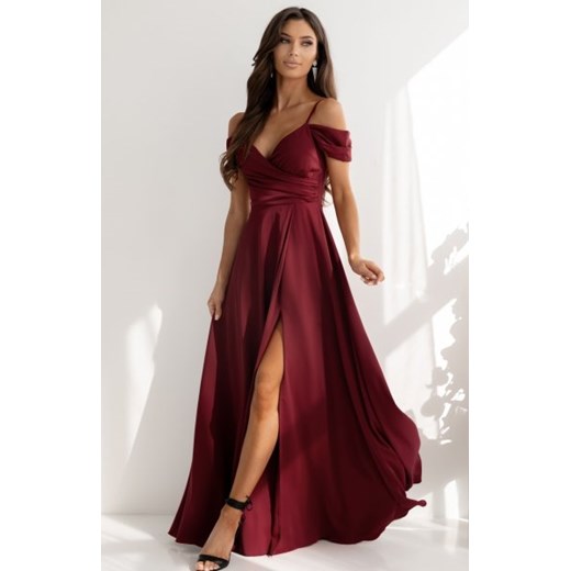 Duet Valentina długa sukienka gładka bordowa ze sklepu intimiti.pl w kategorii Sukienki - zdjęcie 187871886