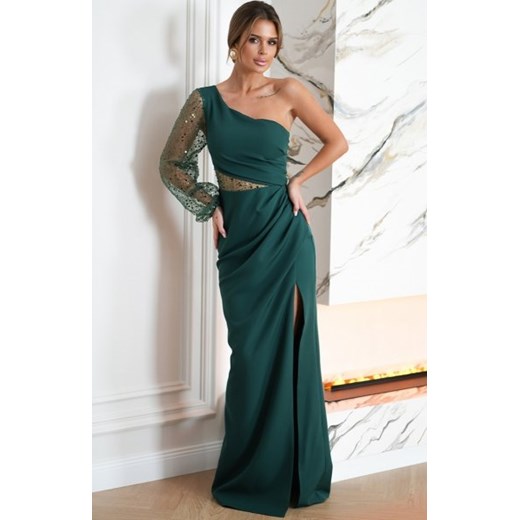 Bicotone asymetryczna maxi sukienka z cekinami zielona ze sklepu intimiti.pl w kategorii Sukienki - zdjęcie 187871985