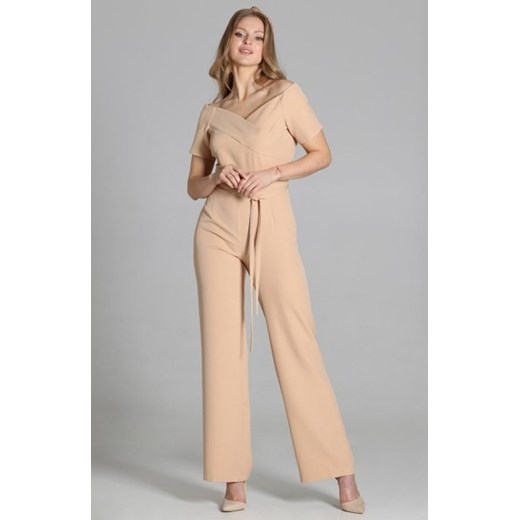 Kombinezon z dekoltem typu carmen beżowy KB116 ze sklepu intimiti.pl w kategorii Kombinezony damskie - zdjęcie 187872196