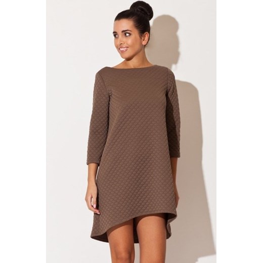 Katrus K134 sukienka pikowana brązowa ze sklepu intimiti.pl w kategorii Sukienki - zdjęcie 187872336