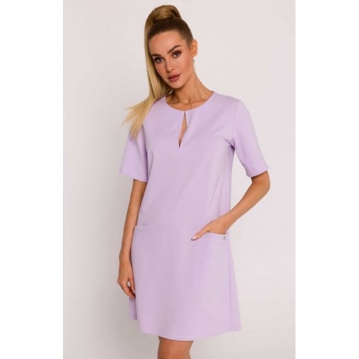 Moe sukienka trapezowa z kieszonkami fiołkowa M788 ze sklepu intimiti.pl w kategorii Sukienki - zdjęcie 187872479