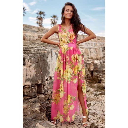 Elegancka długa sukienka w kwiaty 361/04D ze sklepu intimiti.pl w kategorii Sukienki - zdjęcie 187872689