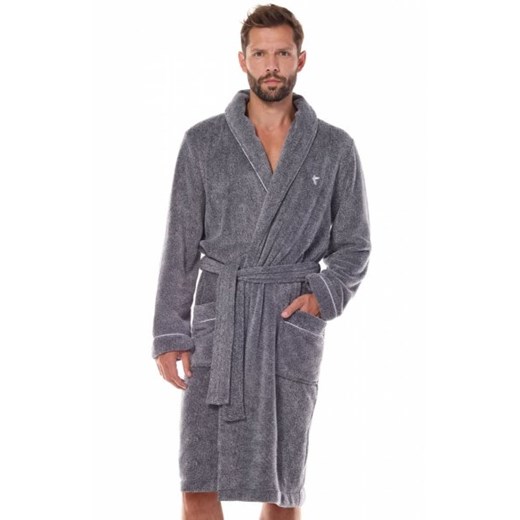 Pegasus Long 2451 grafitowy szlafrok męski ze sklepu intimiti.pl w kategorii Szlafroki męskie - zdjęcie 187873005
