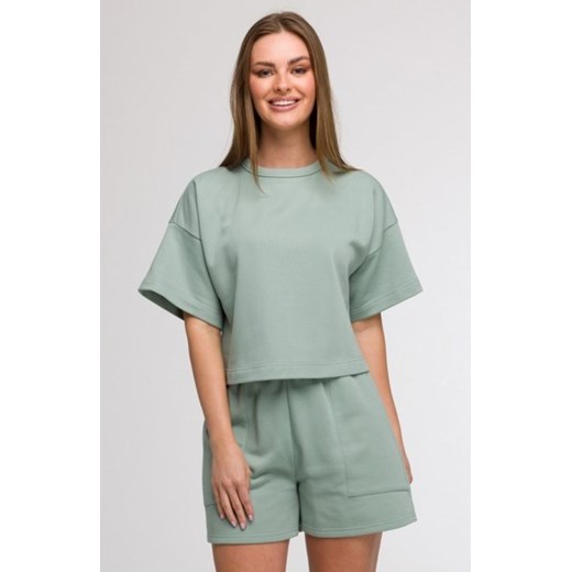 Bewear B294 bluza oversize z krótkimi rękawami miętowa ze sklepu intimiti.pl w kategorii Bluzy damskie - zdjęcie 187873029