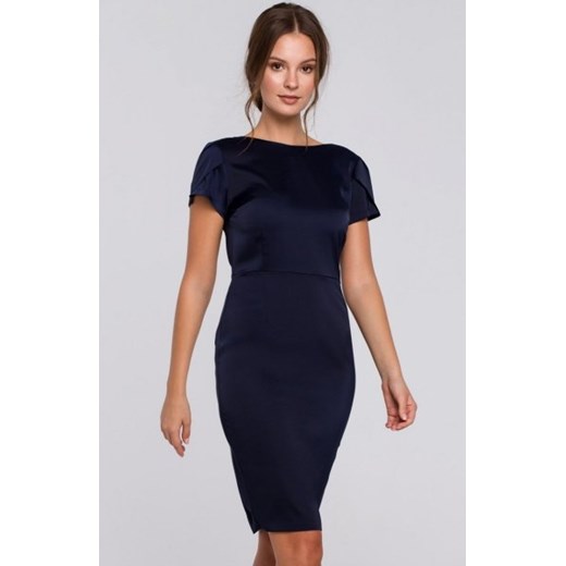 Makover K041 sukienka z dekoltem typu woda z tyłu granatowa ze sklepu intimiti.pl w kategorii Sukienki - zdjęcie 187873238