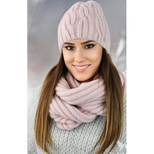 Kamea Gizma puszysty komplet czapka z kominem róż ze sklepu intimiti.pl w kategorii Czapki zimowe damskie - zdjęcie 187873268