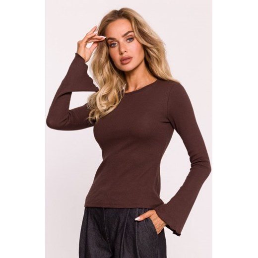 Moe bluzka z poszerzonymi rękawami brązowa M806 ze sklepu intimiti.pl w kategorii Bluzki damskie - zdjęcie 187873279