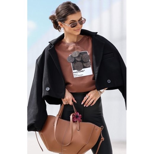 Oversizowy t-shirt Oreo brązowa ze sklepu intimiti.pl w kategorii Bluzki damskie - zdjęcie 187873396