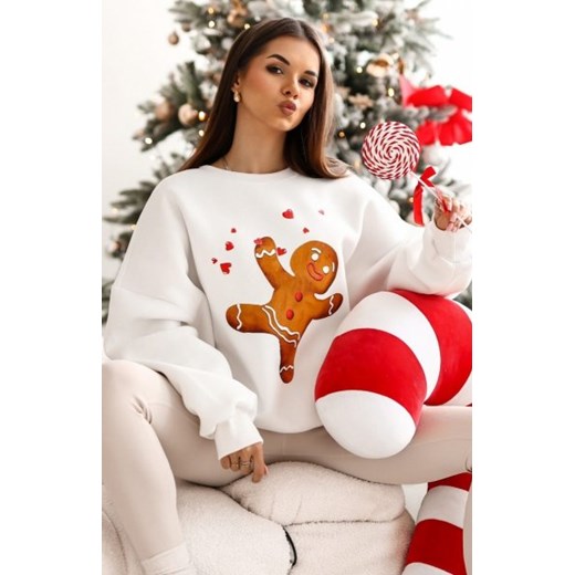 Bluza damska z nadrukiem Ciasteczka z bajki Shrek ecru ze sklepu intimiti.pl w kategorii Bluzy damskie - zdjęcie 187873398