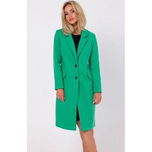 Moe M758 klasyczny płaszcz damski zielony ze sklepu intimiti.pl w kategorii Płaszcze damskie - zdjęcie 187873407