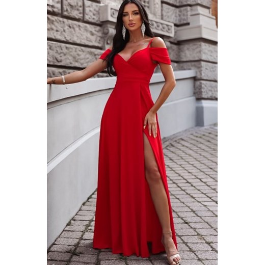 Duet Valentina długa sukienka gładka czerwona ze sklepu intimiti.pl w kategorii Sukienki - zdjęcie 187873495
