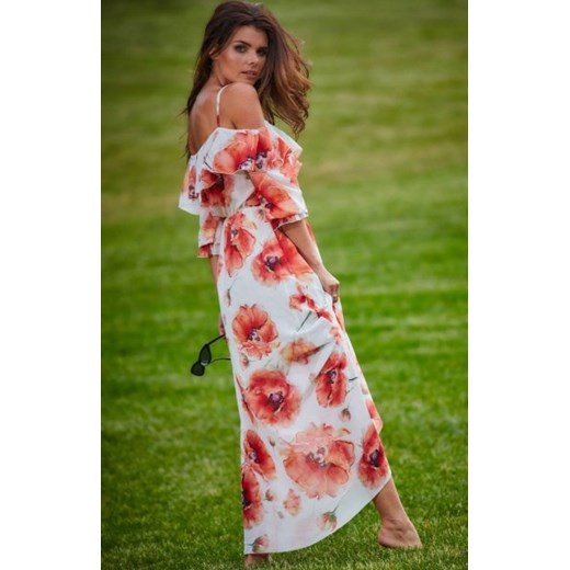 Długa sukienka letnia hiszpanka biało-czerwona A311 ze sklepu intimiti.pl w kategorii Sukienki - zdjęcie 187873795