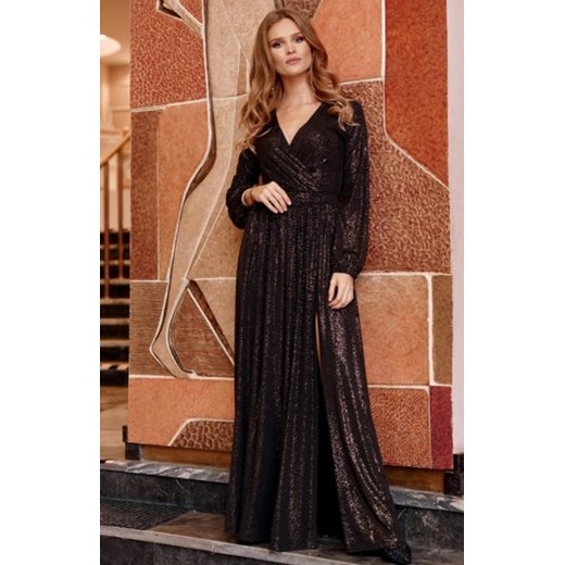 Roco 0227 wieczorowa sukienka ze złotym połyskiem ze sklepu intimiti.pl w kategorii Sukienki - zdjęcie 187873967