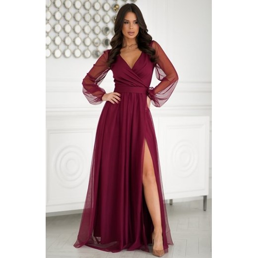 Bicotone szyfonowa sukienka maxi z długim rękawem 302-10 ze sklepu intimiti.pl w kategorii Sukienki - zdjęcie 187874006