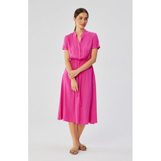 Stylove S366 sukienka ze stójką i wiązaniem w pasie liliowa ze sklepu intimiti.pl w kategorii Sukienki - zdjęcie 187874196