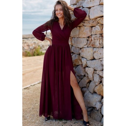 Wieczorowa sukienka maxi bordowa 0257 ze sklepu intimiti.pl w kategorii Sukienki - zdjęcie 187874376