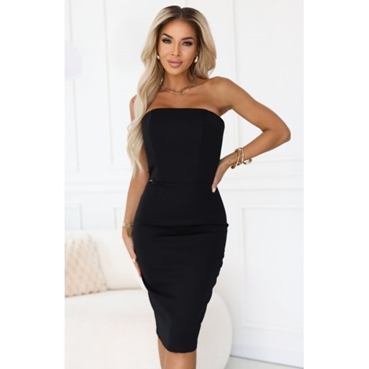 Numoco 642-1 gorsetowa ołówkowa sukienka midi z odkrytymi ramionami ze sklepu intimiti.pl w kategorii Sukienki - zdjęcie 187874429