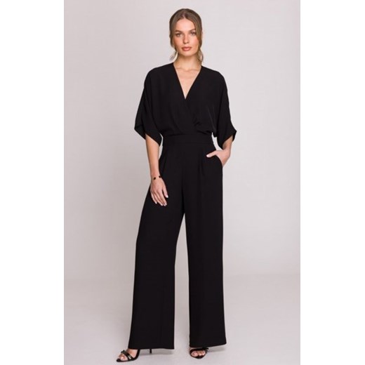 Stylove S395 kombinezon z dekoltem kopertowym czarny ze sklepu intimiti.pl w kategorii Kombinezony damskie - zdjęcie 187874446