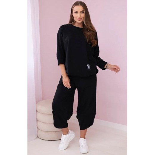 Komplet bawełniany bluza i spodnie czarny ze sklepu intimiti.pl w kategorii Dresy damskie - zdjęcie 187874625