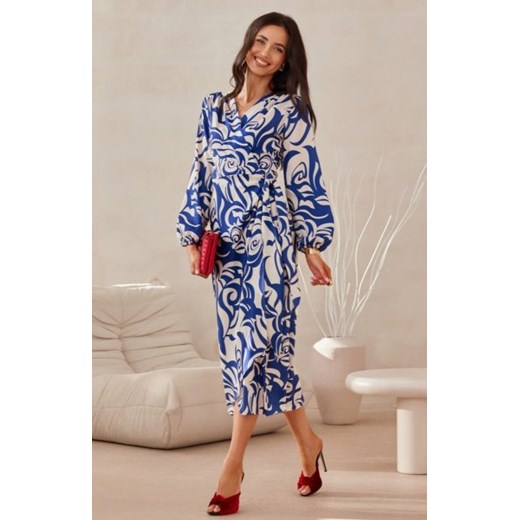 Camellia przekładana sukienka midi z wiązaniem w kwiaty 11F ze sklepu intimiti.pl w kategorii Sukienki - zdjęcie 187874657