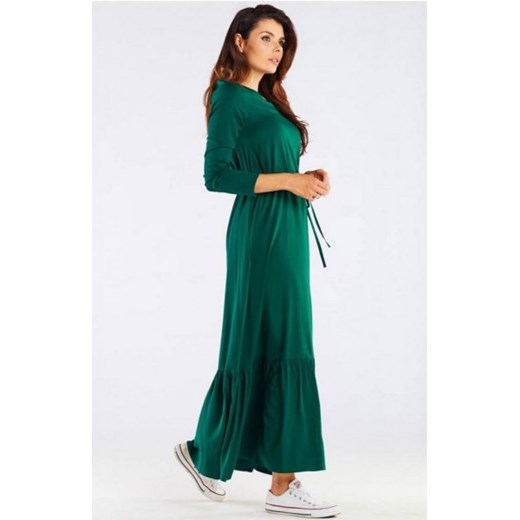 Długa sukienka z falbaną zielona A455 ze sklepu intimiti.pl w kategorii Sukienki - zdjęcie 187874668