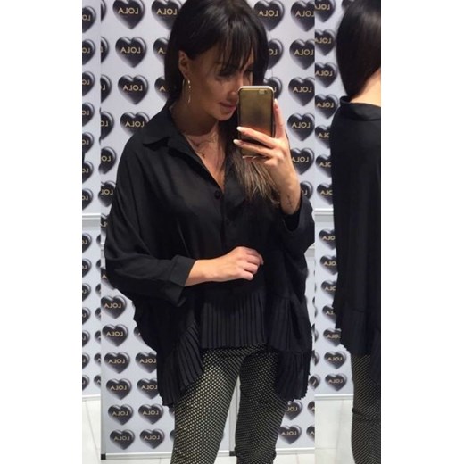 Oversizowa koszula z plisowaniem czarna ze sklepu intimiti.pl w kategorii Koszule damskie - zdjęcie 187874669