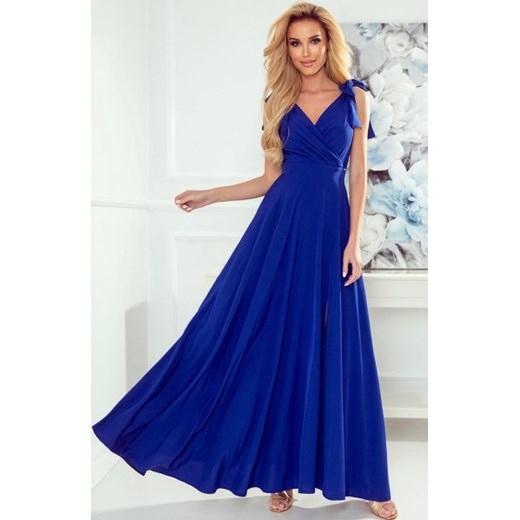 Numoco 405-2 ELENA długa suknia z dekoltem i wiązaniami na ramionach ze sklepu intimiti.pl w kategorii Sukienki - zdjęcie 187875435