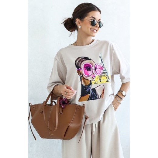 Oversizowy t-shirt damski różowe okulary ze sklepu intimiti.pl w kategorii Bluzki damskie - zdjęcie 187876355