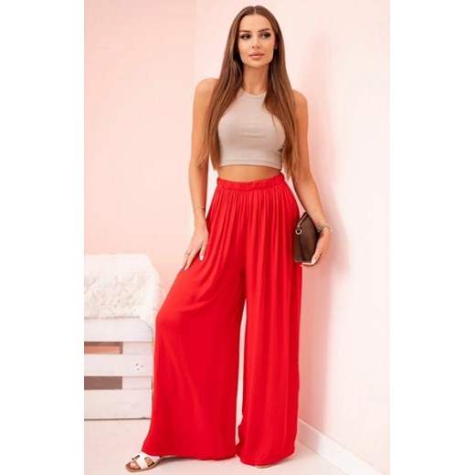 Spodnie damskie szerokie z gumką w pasie czerwone ze sklepu intimiti.pl w kategorii Spodnie damskie - zdjęcie 187876725