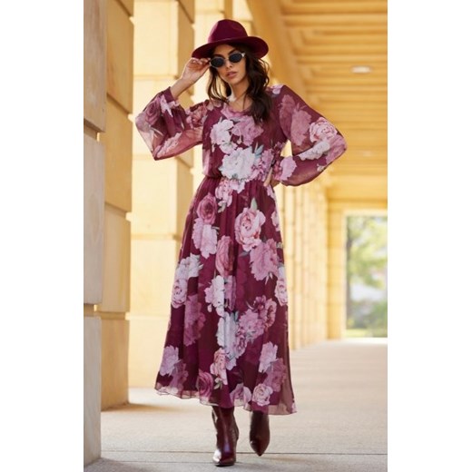Szyfonowa długa sukienka z gumką w talii 71D ze sklepu intimiti.pl w kategorii Sukienki - zdjęcie 187876788