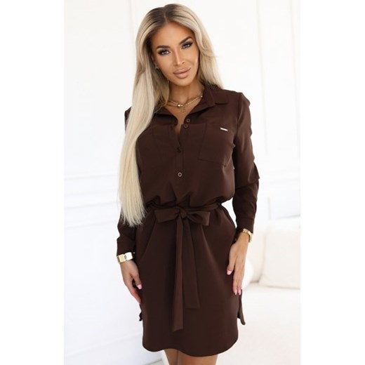 Numoco 284-5 CAMILLE koszulowa sukienka z kieszeniami i wiązaniem ze sklepu intimiti.pl w kategorii Sukienki - zdjęcie 187876838