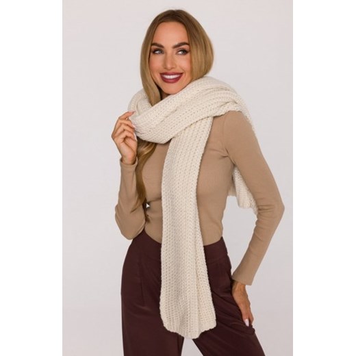 Moe szal damski splot prążkowany ecru M896 ze sklepu intimiti.pl w kategorii Szaliki i chusty damskie - zdjęcie 187876907