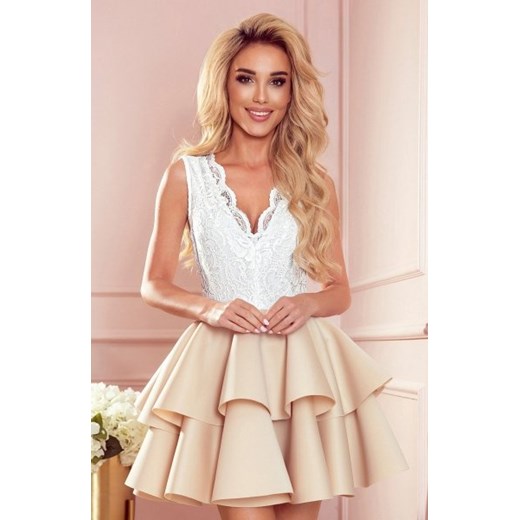 Numoco 368-2 ZLATA dwukolorowa sukienka z koronkowym dekoltem i pianką ze sklepu intimiti.pl w kategorii Sukienki - zdjęcie 187877006