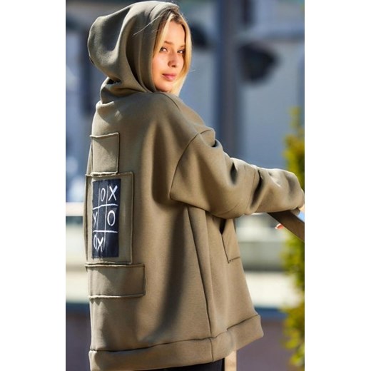 Oversizowa bluza z kapturem M332 khaki ze sklepu intimiti.pl w kategorii Bluzy damskie - zdjęcie 187877059