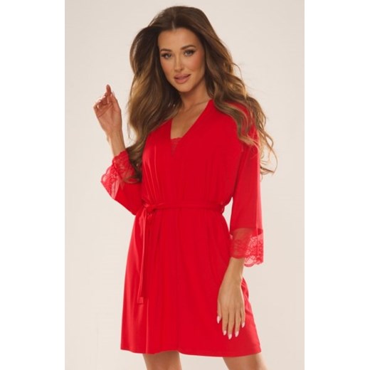 De Lafense Fanny 342 szlafrok damski czerwony ze sklepu intimiti.pl w kategorii Szlafroki damskie - zdjęcie 187877066