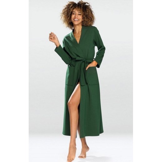 Dkaren Melissa długi szlafrok damski zielony ze sklepu intimiti.pl w kategorii Szlafroki damskie - zdjęcie 187877329