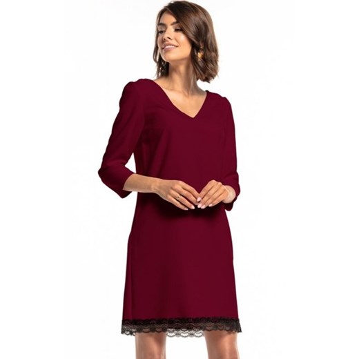 Tessita T324 prosta sukienka z koronką bordowa ze sklepu intimiti.pl w kategorii Sukienki - zdjęcie 187877466