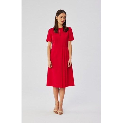 Stylove S361 sukienka z ozdobnymi zakładkami na boku czerwona ze sklepu intimiti.pl w kategorii Sukienki - zdjęcie 187877516