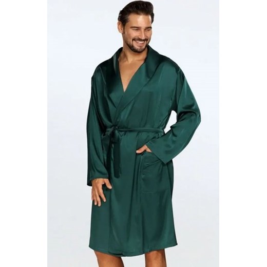 Dkaren Lukas satynowy szlafrok męski zielony ze sklepu intimiti.pl w kategorii Szlafroki męskie - zdjęcie 187877529