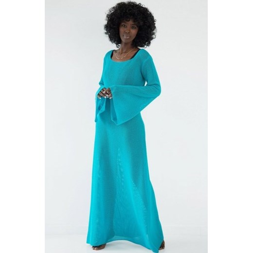 Fobya F1870 długa ażurowa sukienka letnia niebieska ze sklepu intimiti.pl w kategorii Sukienki - zdjęcie 187877827