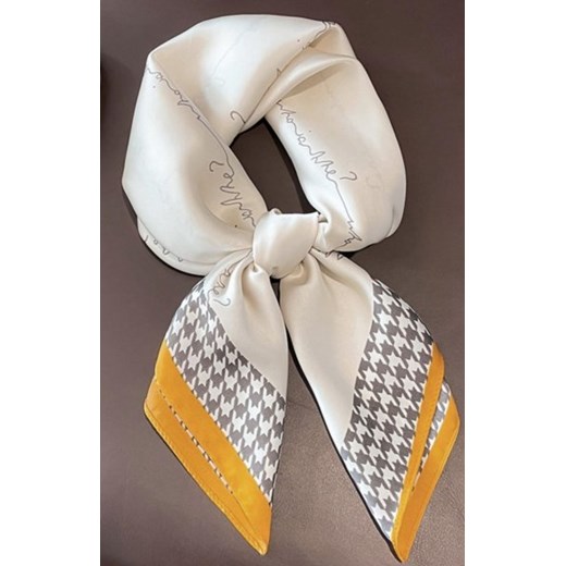 Kamea apaszka damska kremowa z pepitką z żółtym akcentem ze sklepu intimiti.pl w kategorii Szaliki i chusty damskie - zdjęcie 187878095