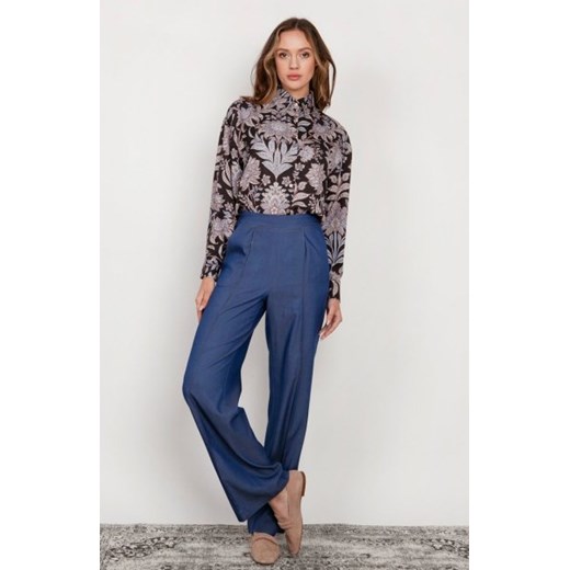 Szerokie spodnie z płaskim przodem jeans SD124 ze sklepu intimiti.pl w kategorii Spodnie damskie - zdjęcie 187878306