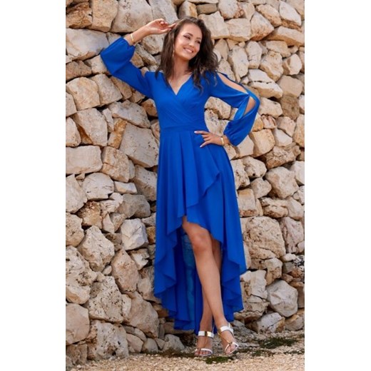 Asymetryczna maxi sukienka szyfonowa chabrowa ze sklepu intimiti.pl w kategorii Sukienki - zdjęcie 187878487