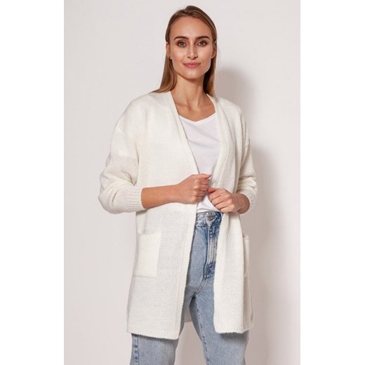 MKM PA013 swetrowy płaszcz ecru ze sklepu intimiti.pl w kategorii Swetry damskie - zdjęcie 187878598