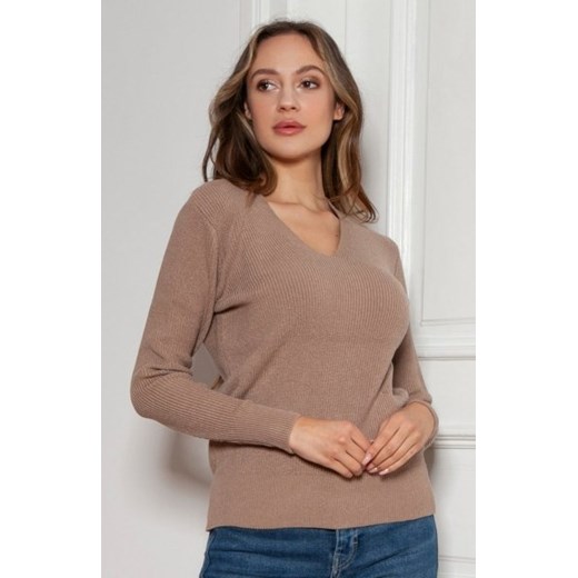 Sweter w prążek mocca SWE146 ze sklepu intimiti.pl w kategorii Swetry damskie - zdjęcie 187878708