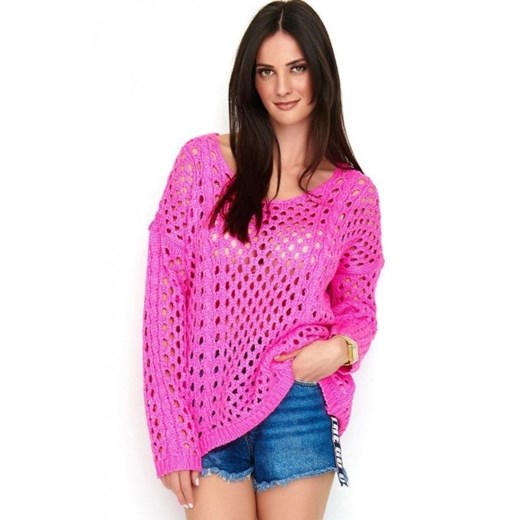 *Ażurkowy sweter neonowy różowy S59 ze sklepu intimiti.pl w kategorii Swetry damskie - zdjęcie 187878739