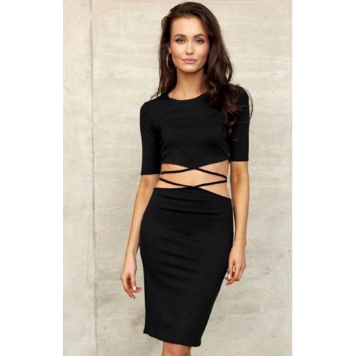 Dopasowany komplet z wiązaniem bluzka i spódnica ze sklepu intimiti.pl w kategorii Komplety i garnitury damskie - zdjęcie 187878879